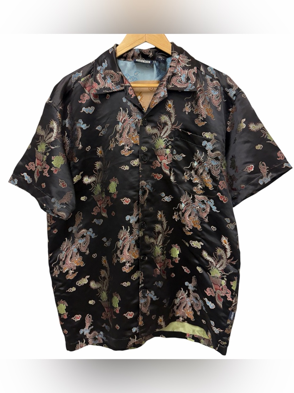 Vintage 90s Woven Metallic Dragon Button Up